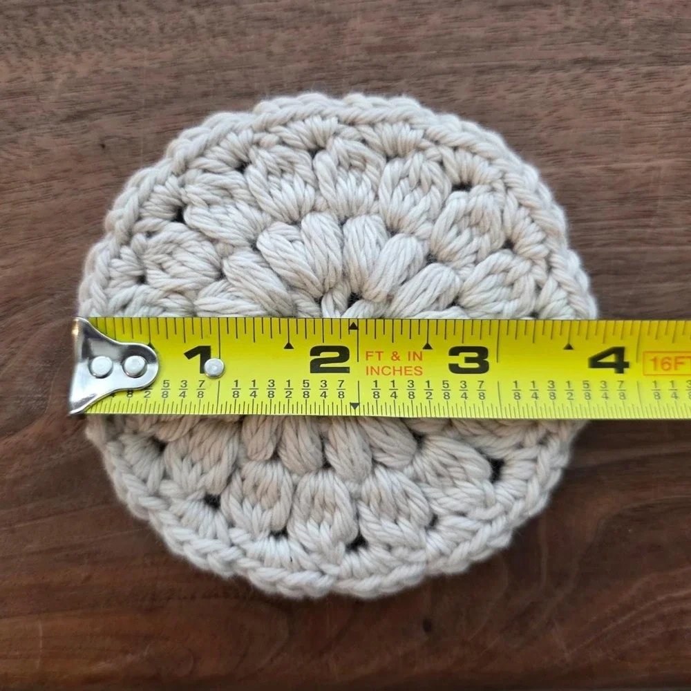 Handmade Ivory Crochet Face Scrubbies Coasters Washcloth Set 4pc Cotton Cream